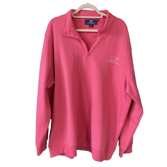 Vineyard Vines Pullover Sweater Mens 2XL XXL Pink Preppy Casual 1/4 Zip - Picture 1 of 9